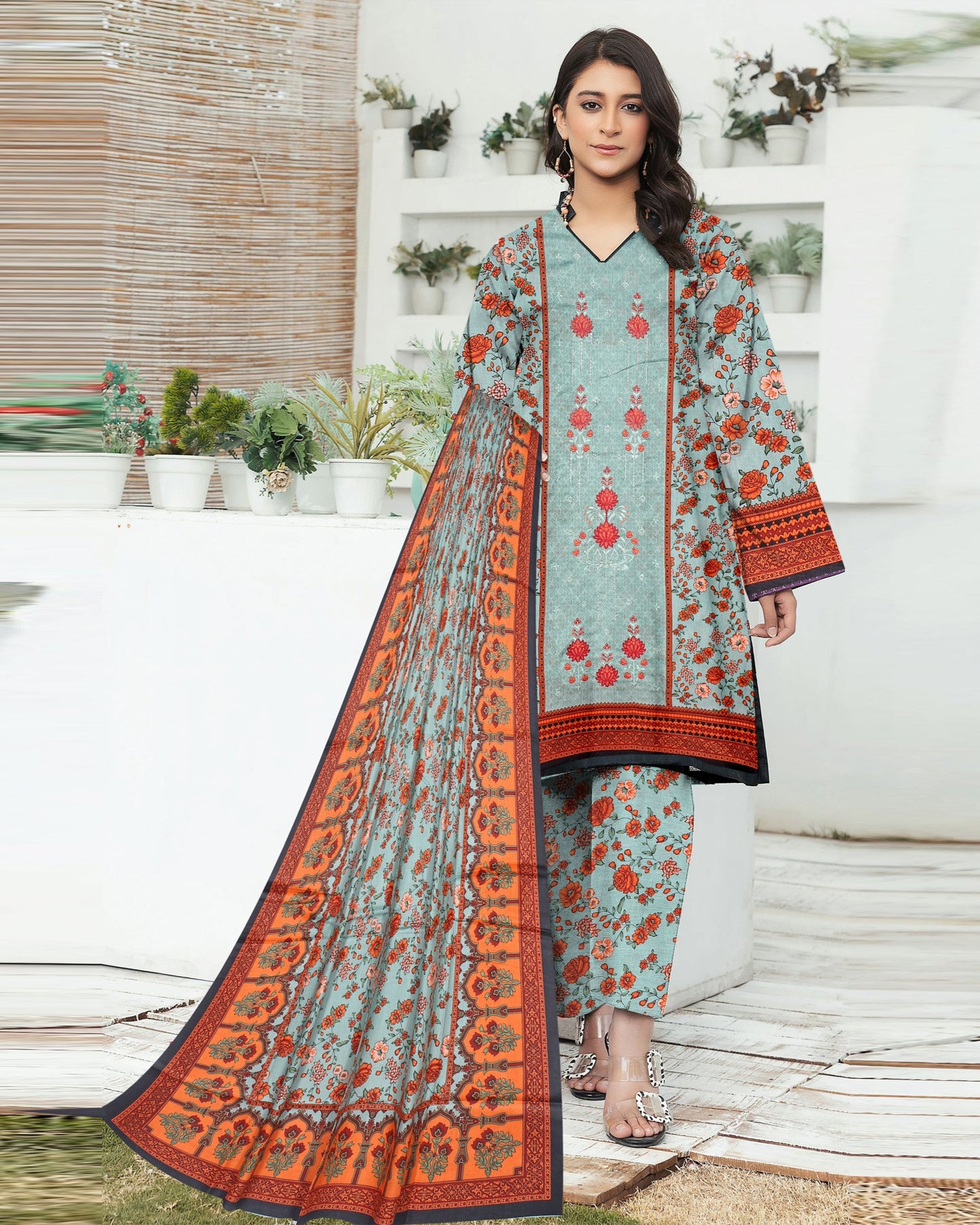 Aqua Wave – 3-Piece Unstitched Embroidered Lawn Suit