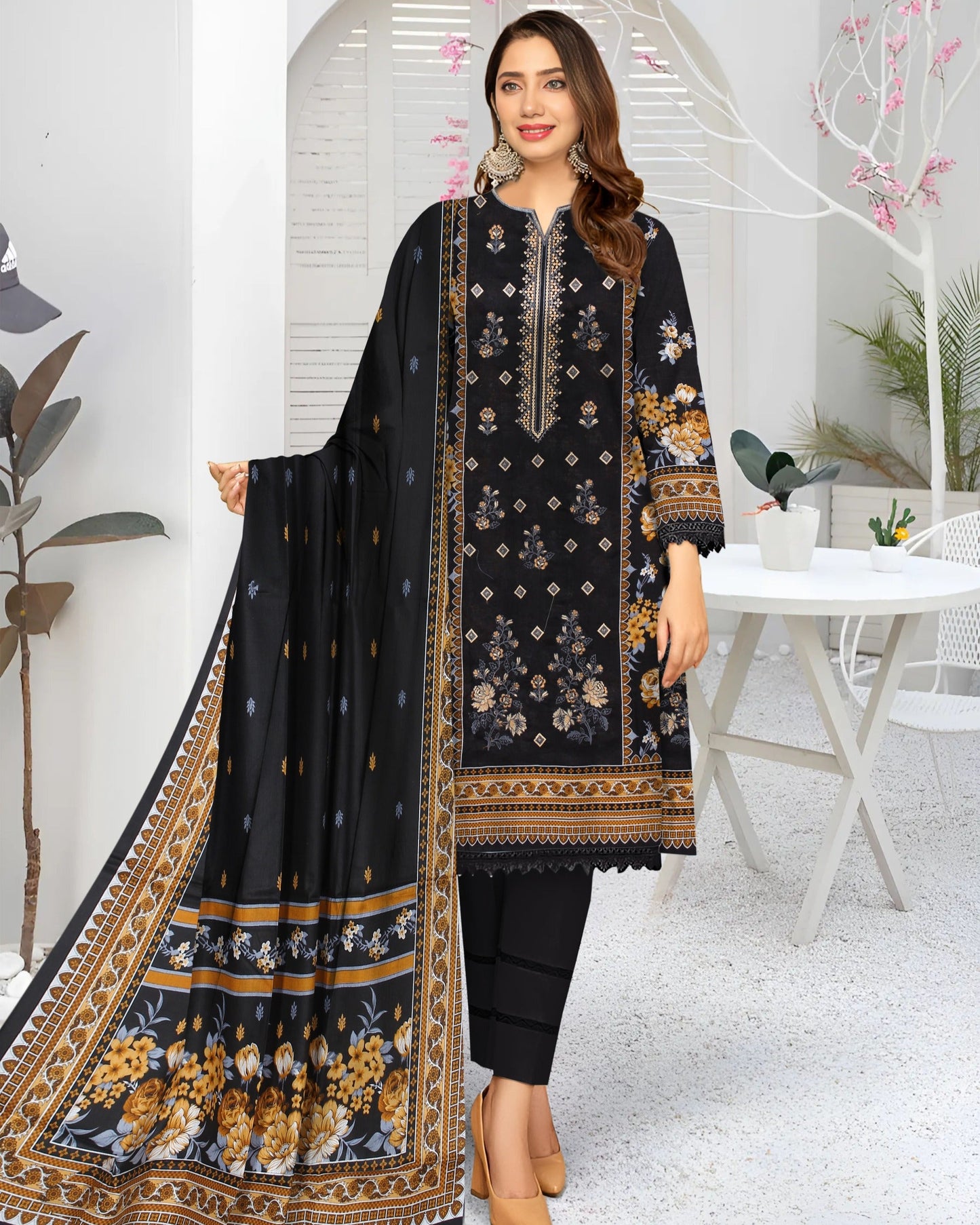 Black Charm – 3-Piece Unstitched Embroidered Lawn Suit