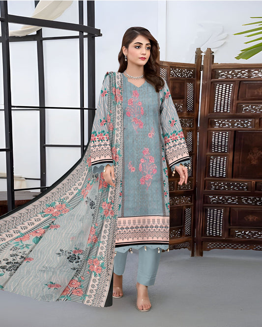 Silver Mist – 3-Piece Unstitched Embroidered Lawn Suit