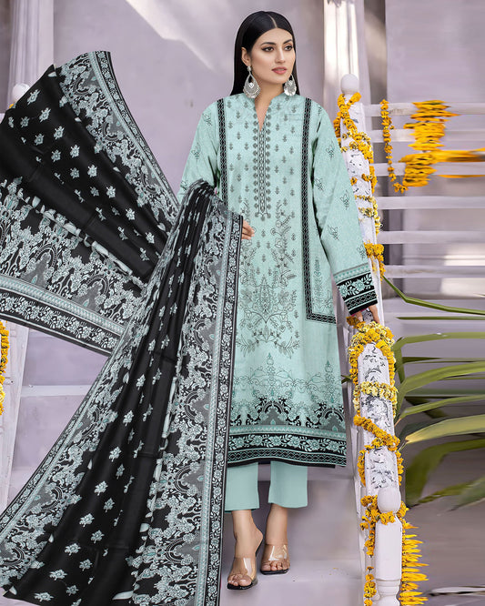 Noir Mint – 3-Piece Unstitched Embroidered Lawn Suit