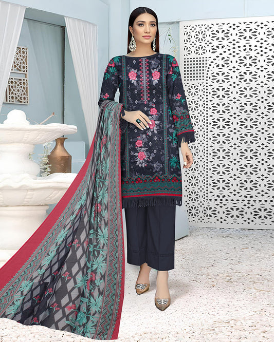 Neel Rangat – 3-Piece Unstitched Embroidered Lawn Suit