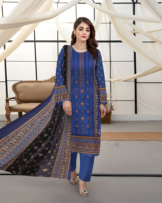 Coastal Bloom – 3-Piece Unstitched Embroidered Lawn Suit