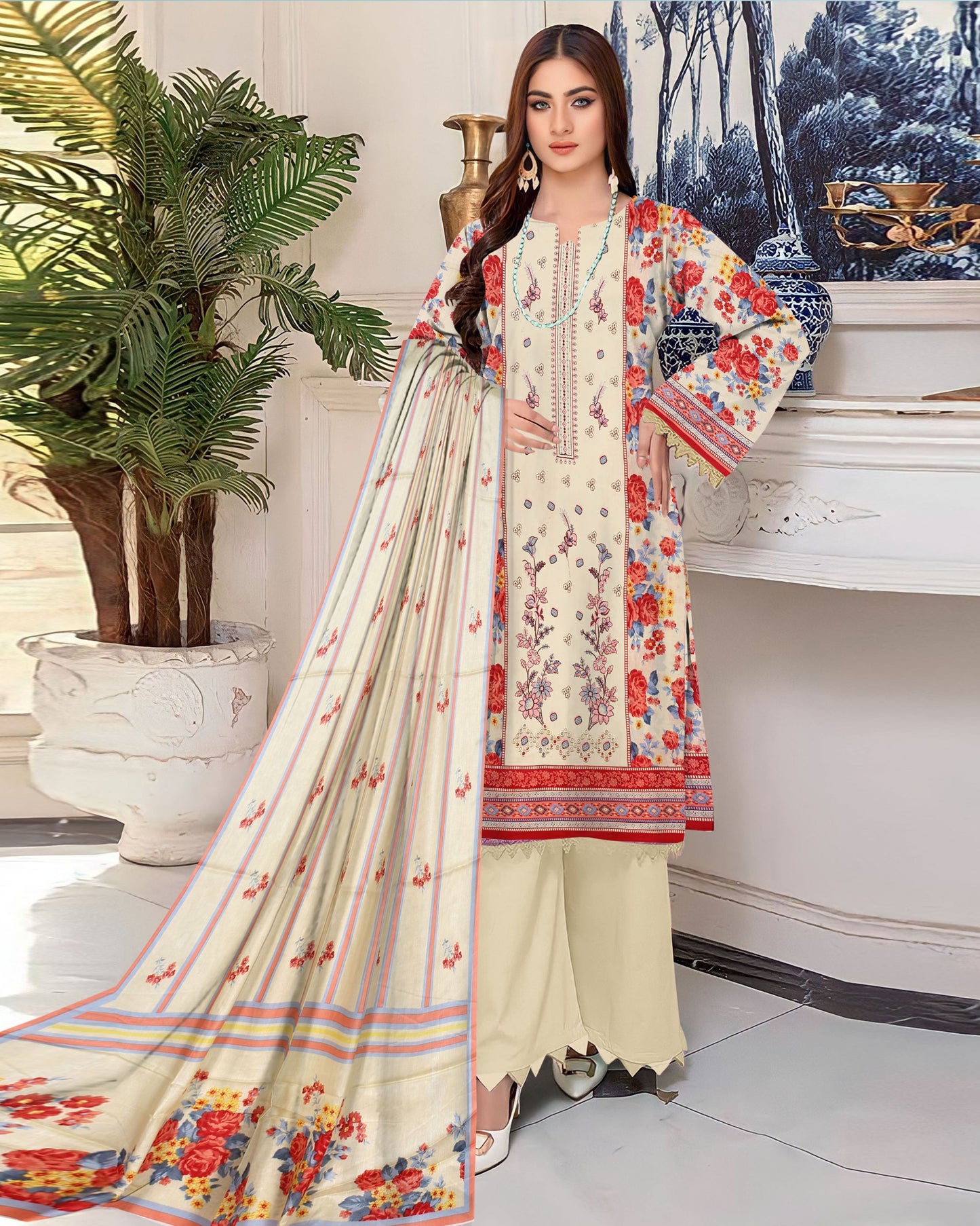 Spring Radiance – 3-Piece Unstitched Embroidered Lawn Suit