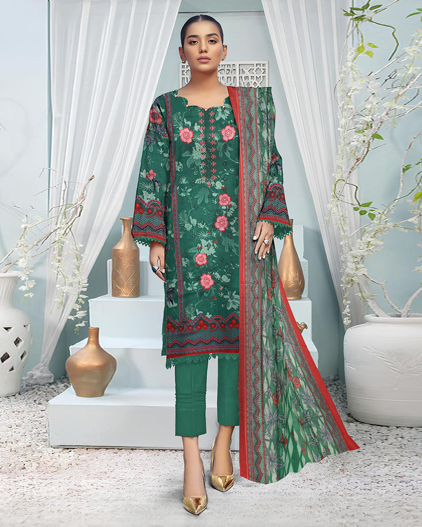 Sabz Sitara – 3-Piece Unstitched Embroidered Lawn Suit