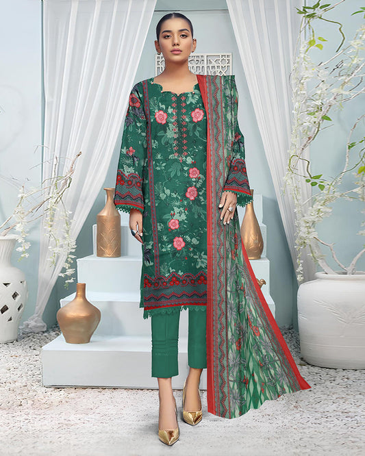 Sabz Sitara – 3-Piece Unstitched Embroidered Lawn Suit