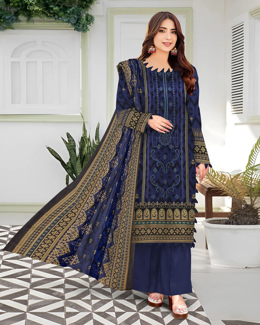 Sapphire Charm – 3-Piece Unstitched Embroidered Lawn Suit