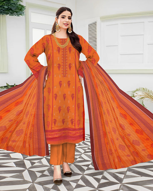 Saffron Breeze – 3-Piece Unstitched Embroidered Lawn Suit