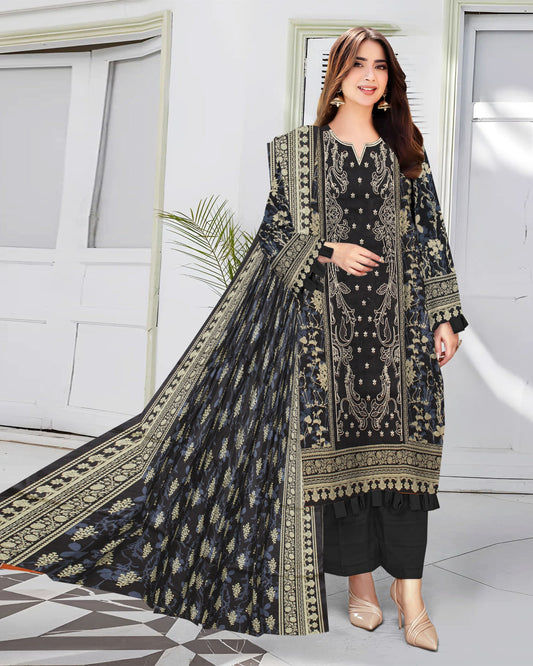 Golden Twilight – 3-Piece Unstitched Embroidered Lawn Suit