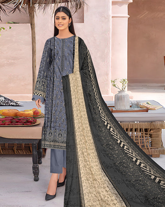 Smoky Veil – 3-Piece Unstitched Embroidered Lawn Suit