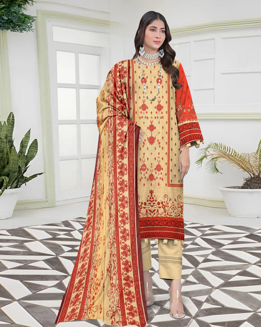 Amber Radiance – 3-Piece Unstitched Embroidered Lawn Suit