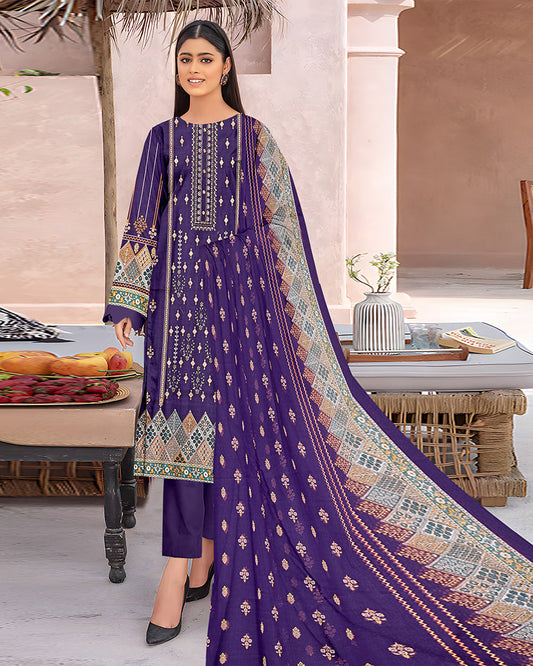 Jamuni zard – 3-Piece Unstitched Embroidered Lawn Suit
