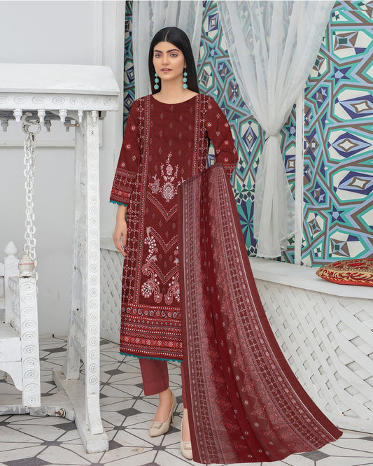 Crimson Grace – 3-Piece Unstitched Embroidered Lawn Suit