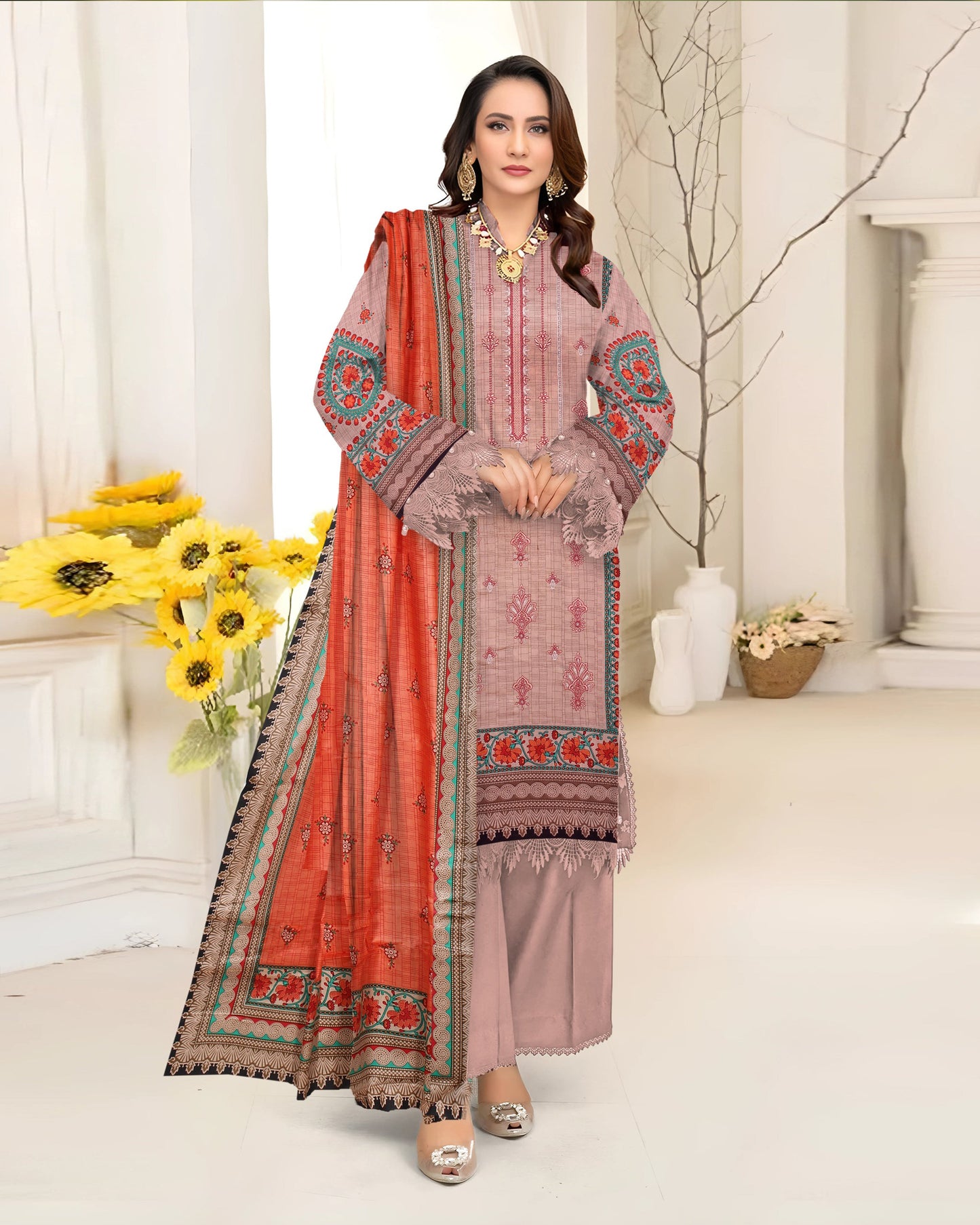 Sunset– 3-Piece Unstitched Embroidered Lawn Suit