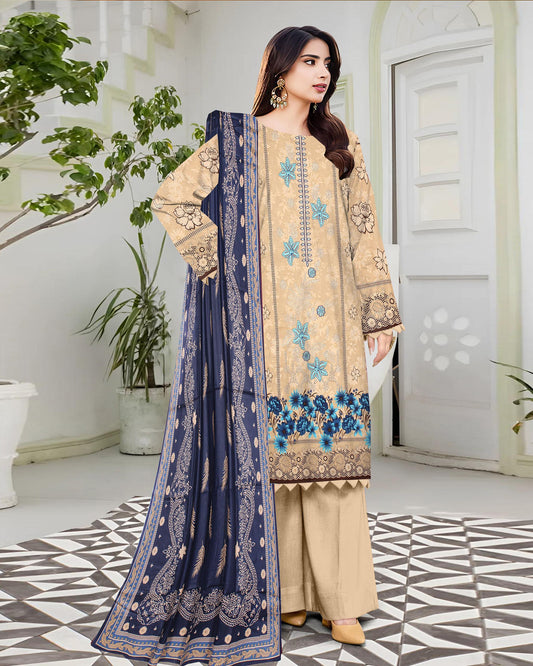 Soft Coral – 3-Piece Unstitched Embroidered Lawn Suit