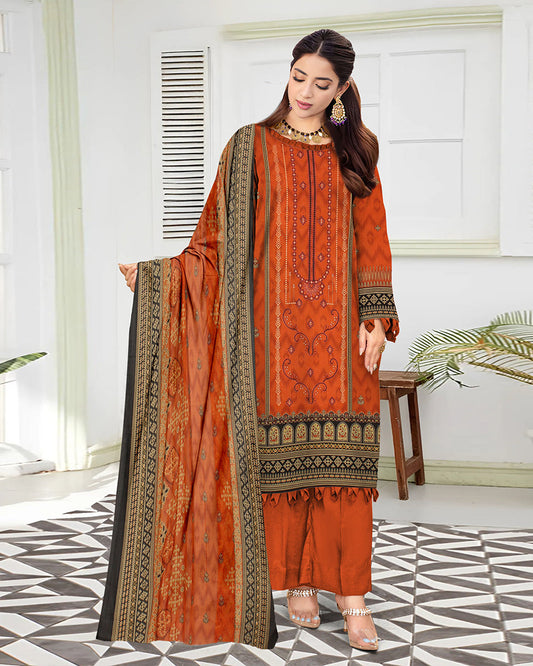 Suraj Rekha – 3-Piece Unstitched Embroidered Lawn Suit