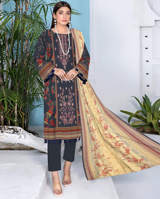 Midnight Garden – 3-Piece Unstitched Embroidered Lawn Suit