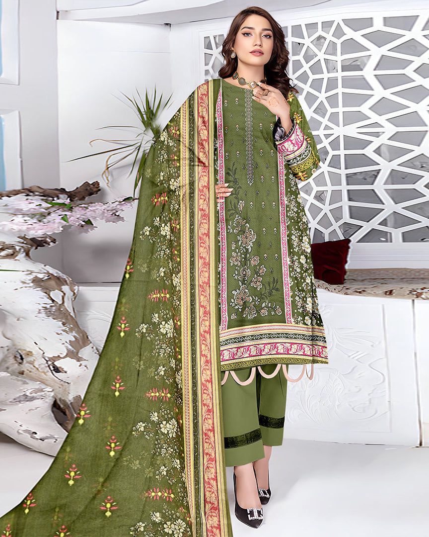 Hari Gulzar – 3-Piece Unstitched Embroidered Lawn Suit