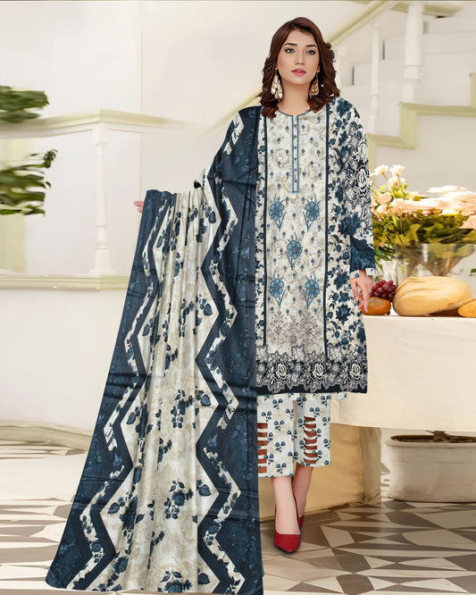 Moonlit Flora – 3-Piece Unstitched  Embroidered Lawn Suit