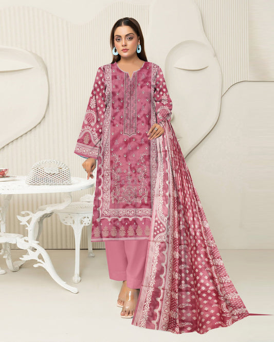Pink Mauve – 3-Piece Unstitched Embroidered Lawn Suit