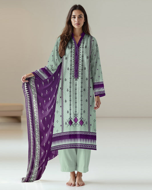 Lavender Charm – 3-Piece Unstitched Embroidered Lawn Suit