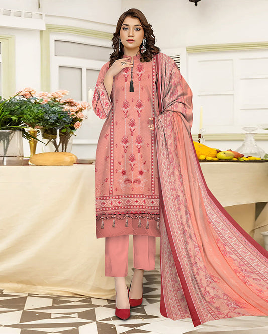 Gulabi Mehka – 3-Piece Unstitched Embroidered Lawn Suit