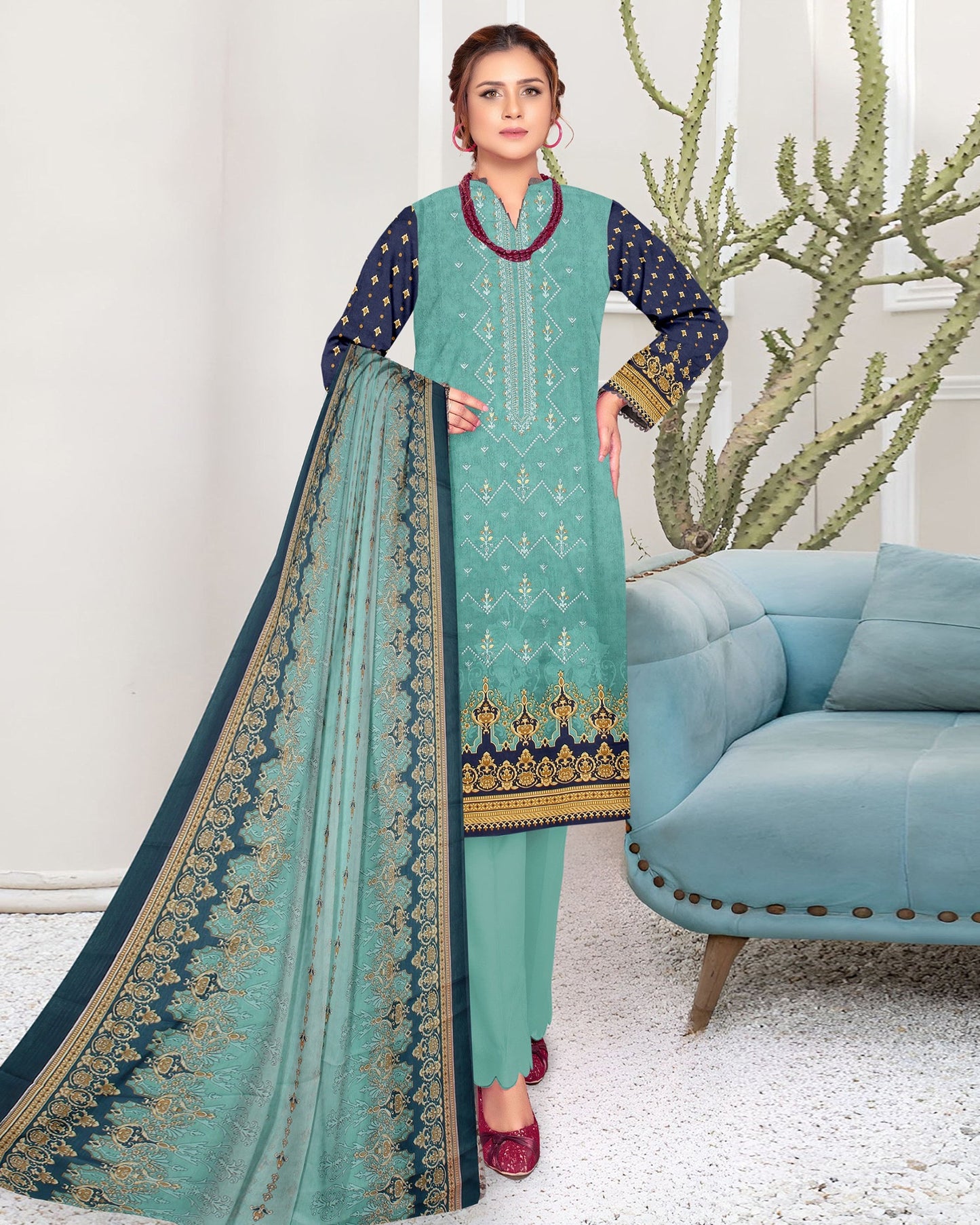 Coral Dream – 3-Piece Unstitched Embroidered Lawn Suit