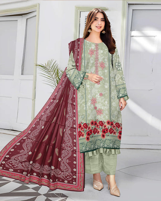 Blush Sage – 3-Piece Unstitched Embroidered Lawn Suit