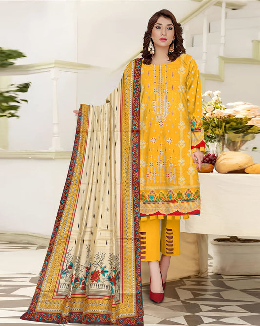 Sunlit Charm – 3-Piece Unstitched Embroidered Lawn Suit