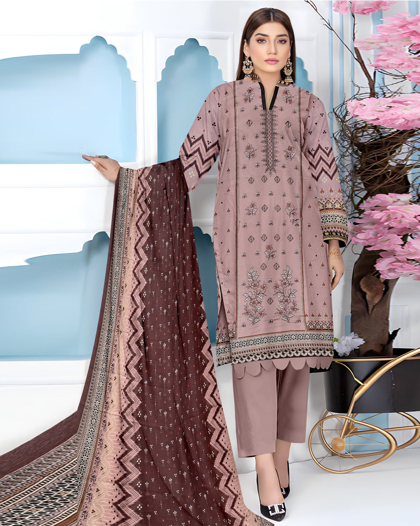 Mauve Elegance – 3-Piece Unstitched Embroidered Lawn Suit