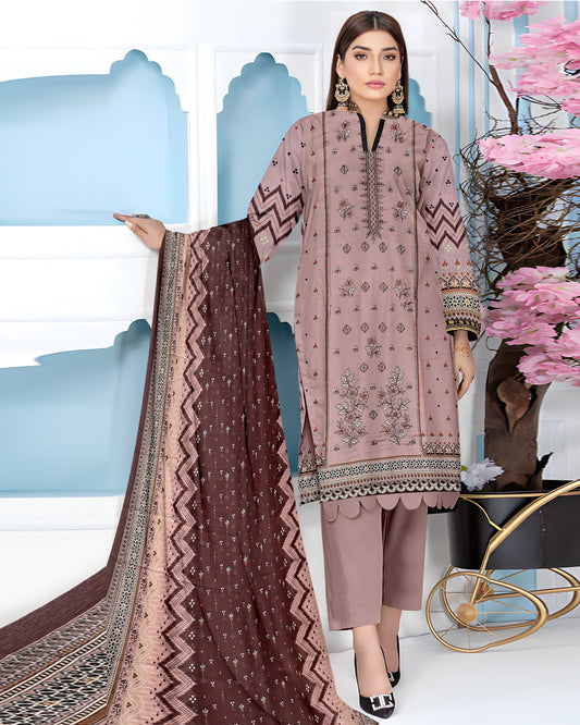 Mauve Elegance – 3-Piece Unstitched Embroidered Lawn Suit