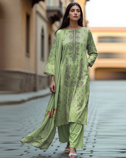 Pistachio Glow – 3-Piece Unstitched Embroidered Lawn Suit