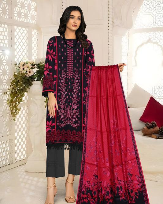Rose Noir – 3-Piece Unstitched Embroidered Lawn Suit