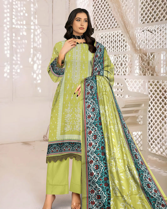 Lime Whisper – 3-Piece Unstitched Embroidered Lawn Suit