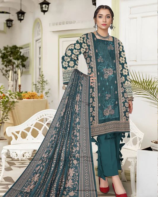 Seafoam– 3-Piece Unstitched Embroidered Lawn Suit