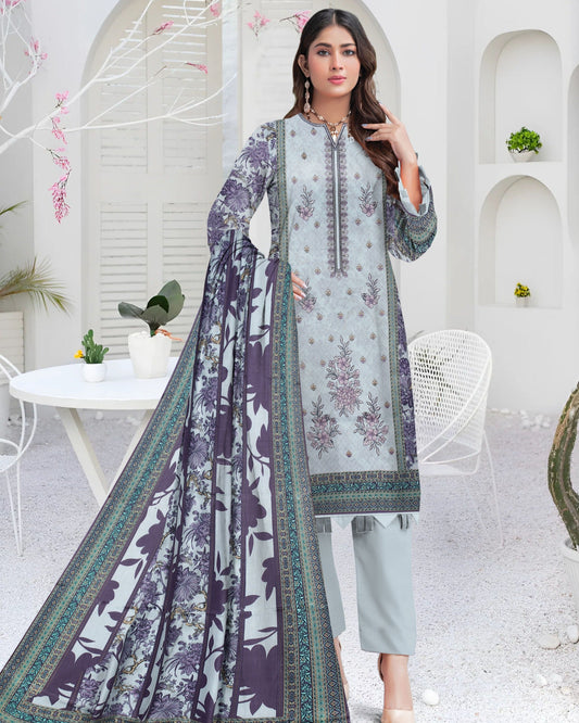 Lilac Frost – 3-Piece  Unstitched Embroidered Lawn Suit