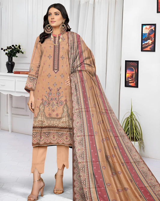 Sunkissed Sand – 3-Piece Unstitched Embroidered Lawn Suit