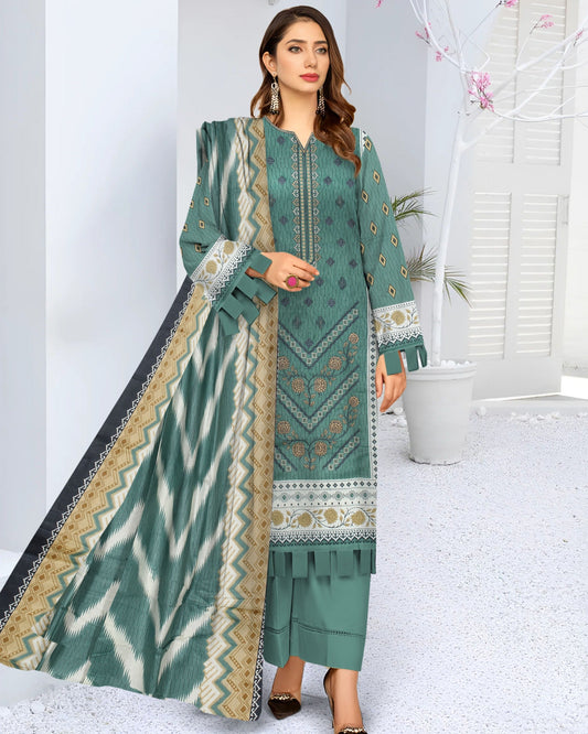 Sea Green Dusk – 3-Piece Unstitched Embroidered Lawn Suit