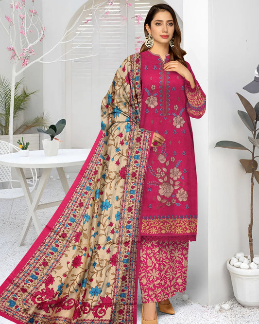 Cherry Beige – 3-Piece Embroidered Lawn Suit