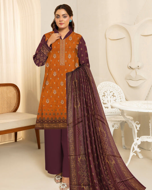 Rust Burnt – 3-Piece  Unstitched Embroidered Lawn Suit