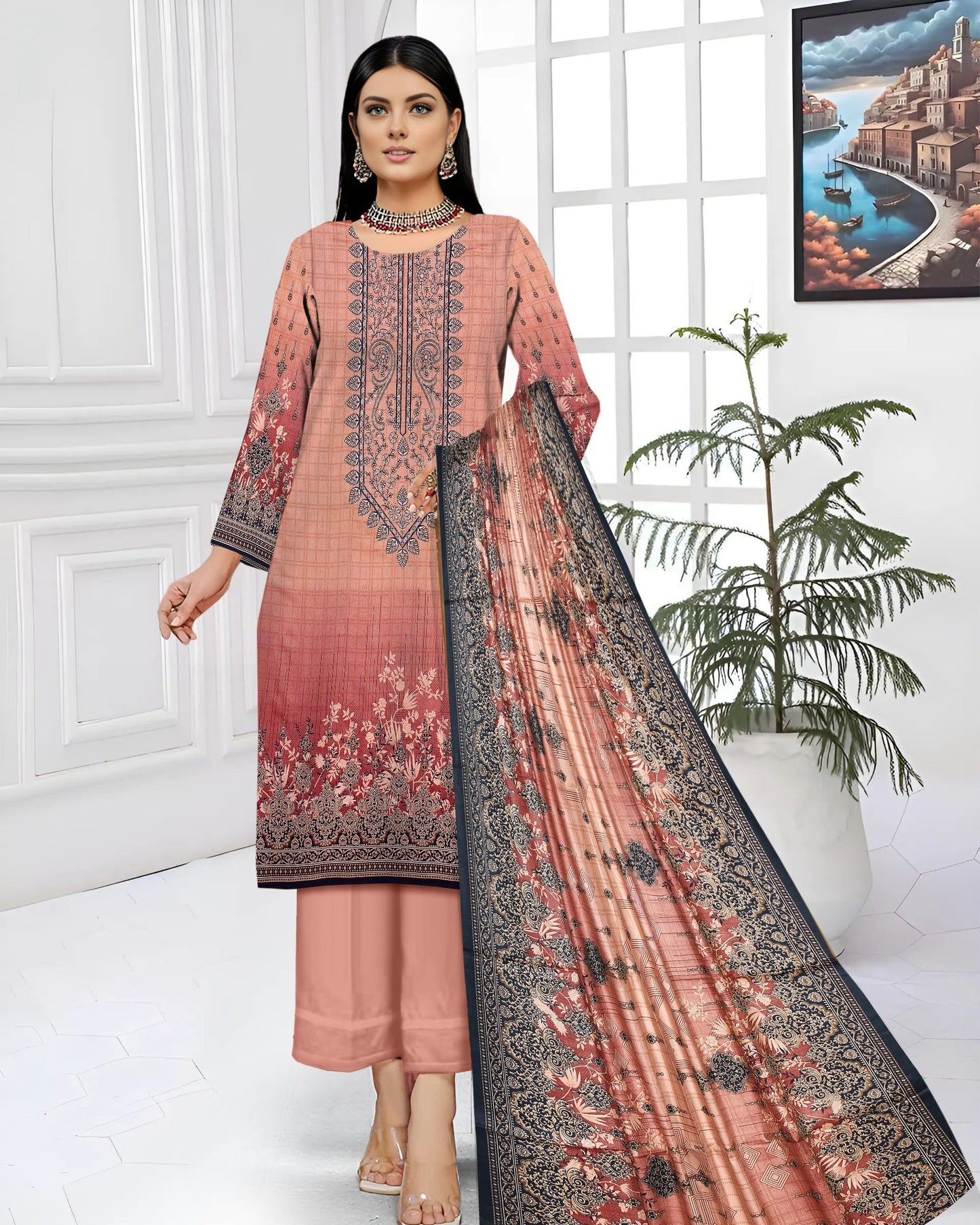 Peach Blossom – 3-Piece Unstitched Embroidered Lawn Suit