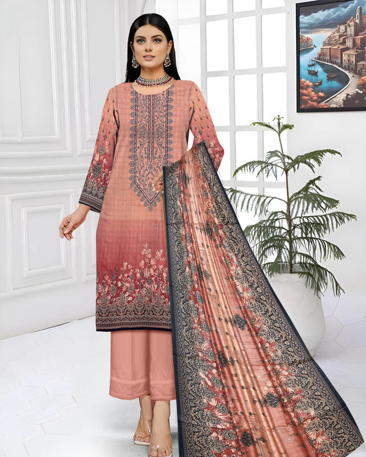 Peach Blossom – 3-Piece Unstitched Embroidered Lawn Suit