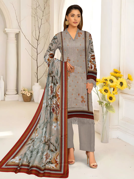 Ash Bloom – 3-Piece Embroidered Lawn Suit