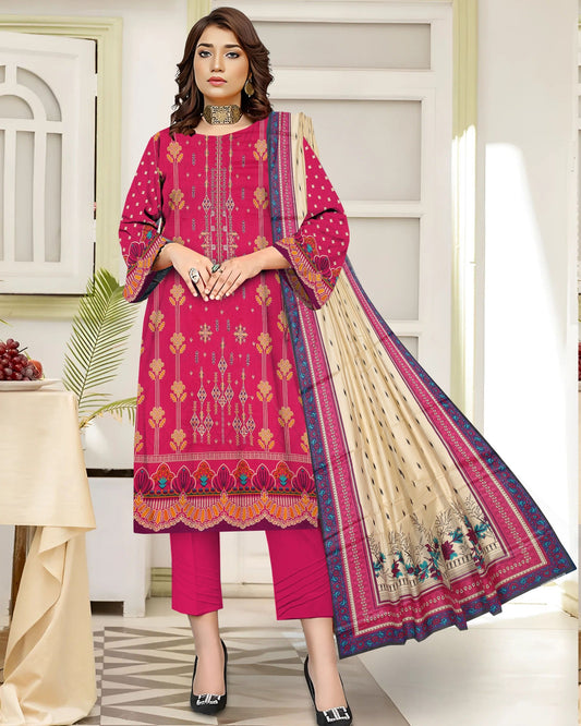 Gulnaar Charm – 3-Piece Unstitched Embroidered Lawn Suit