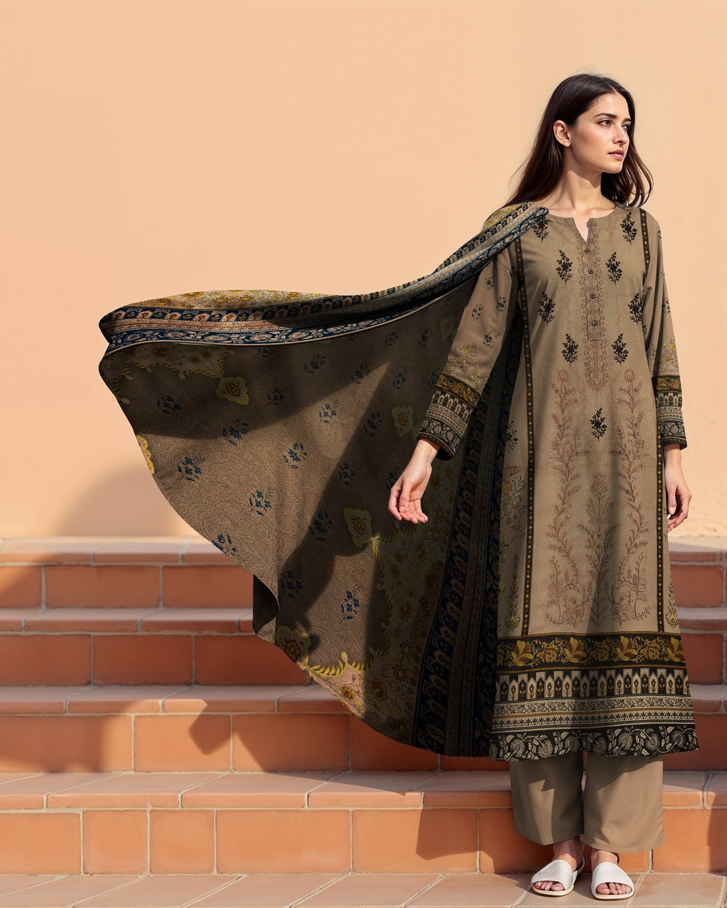 Bronze Olive– 3-Piece Embroidered Lawn Suit