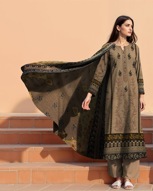 Bronze Olive– 3-Piece Embroidered Lawn Suit