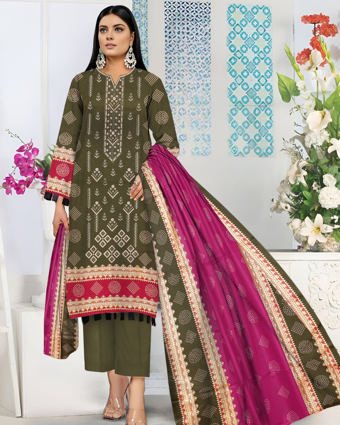Mint Green – 3-Piece Unstitched Embroidered Lawn Suit