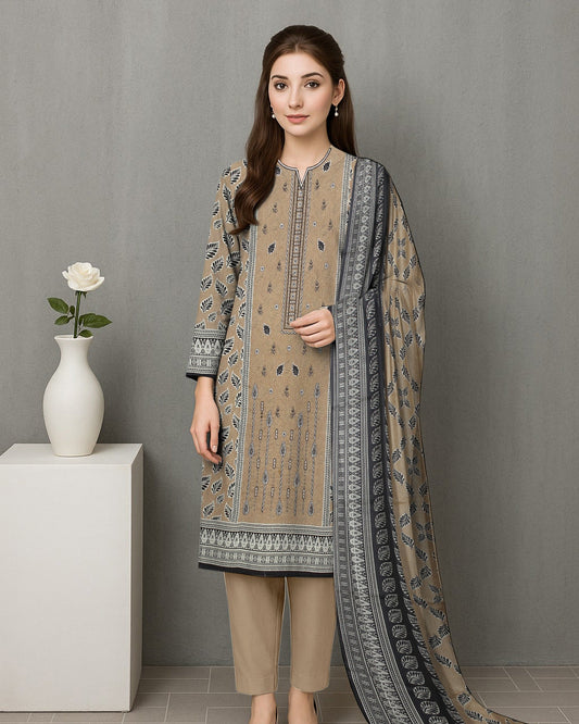 Sand Whisper – 3-Piece Unstitched Embroidered Lawn Suit