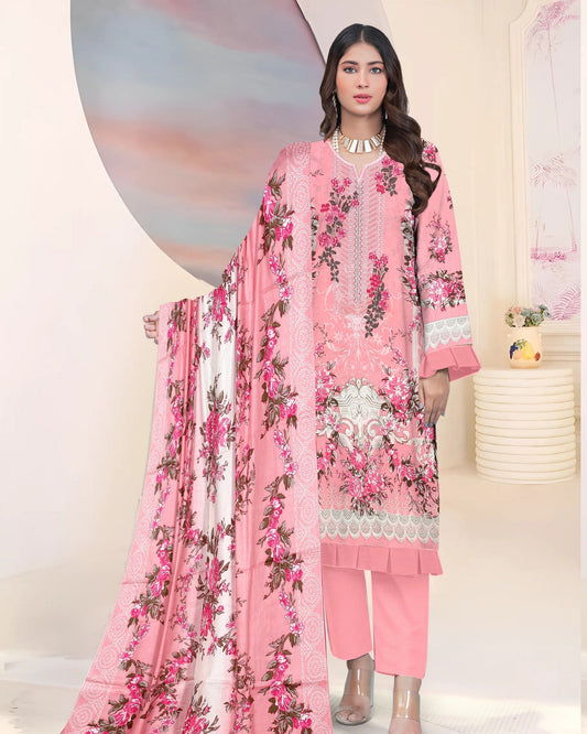 Blush Petal – 3-Piece Unstitched Embroidered Lawn Suit